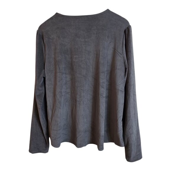 🔴 Liz Claiborne Women's Ribbed Henley Top Key Hole Front Grey X-Large - Picture 2 of 15